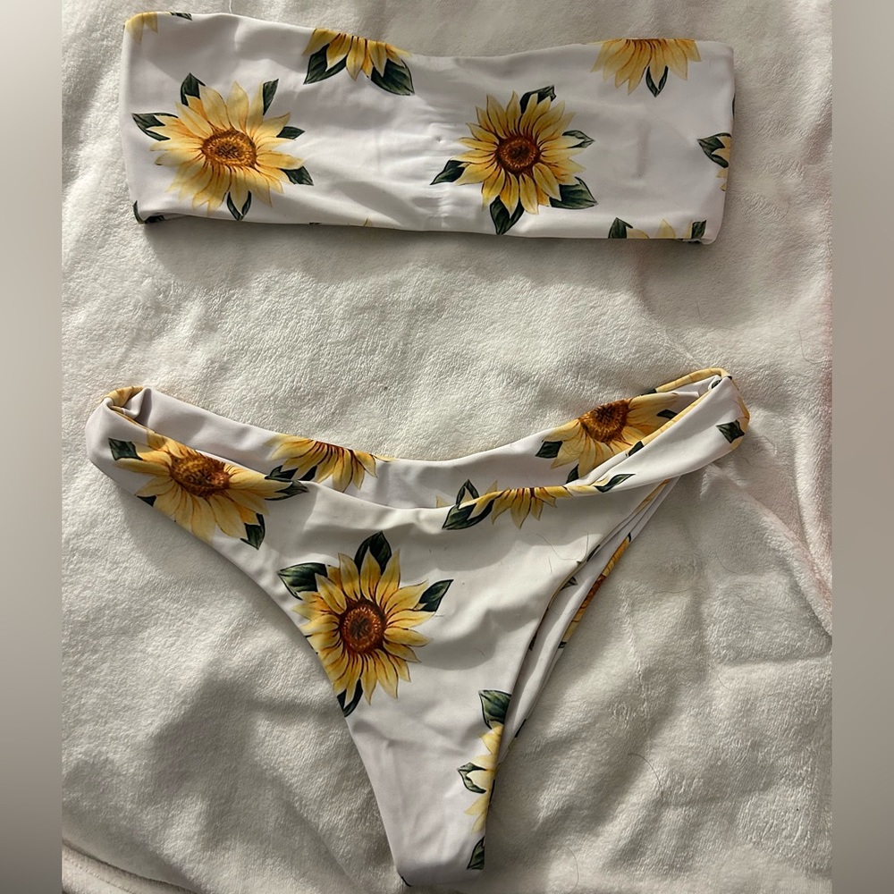 Bando Flower Print Bikini